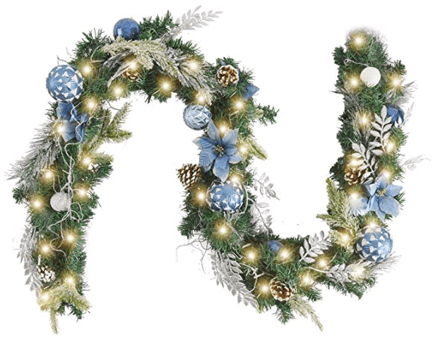 WANNA-CUL Pre-Lit 6 Feet Christmas Garland with Lights for Front Door