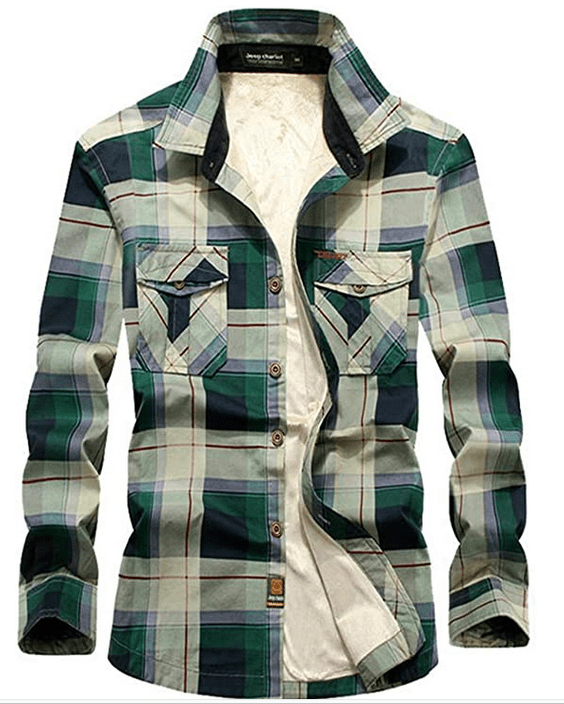 plaid flannel buttoned shirt jacket