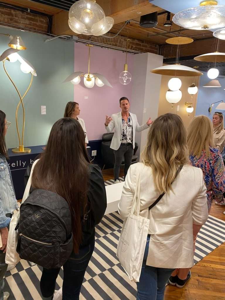 Our Insider’s Tour group visiting with Ben, a designer with Hudson Valley Lighting Group. Hudson Valley has the most comprehensive selection of lighting and they take a designer-forward approach to the light-purchasing process — making the experience more inspiring, exciting, and inviting.