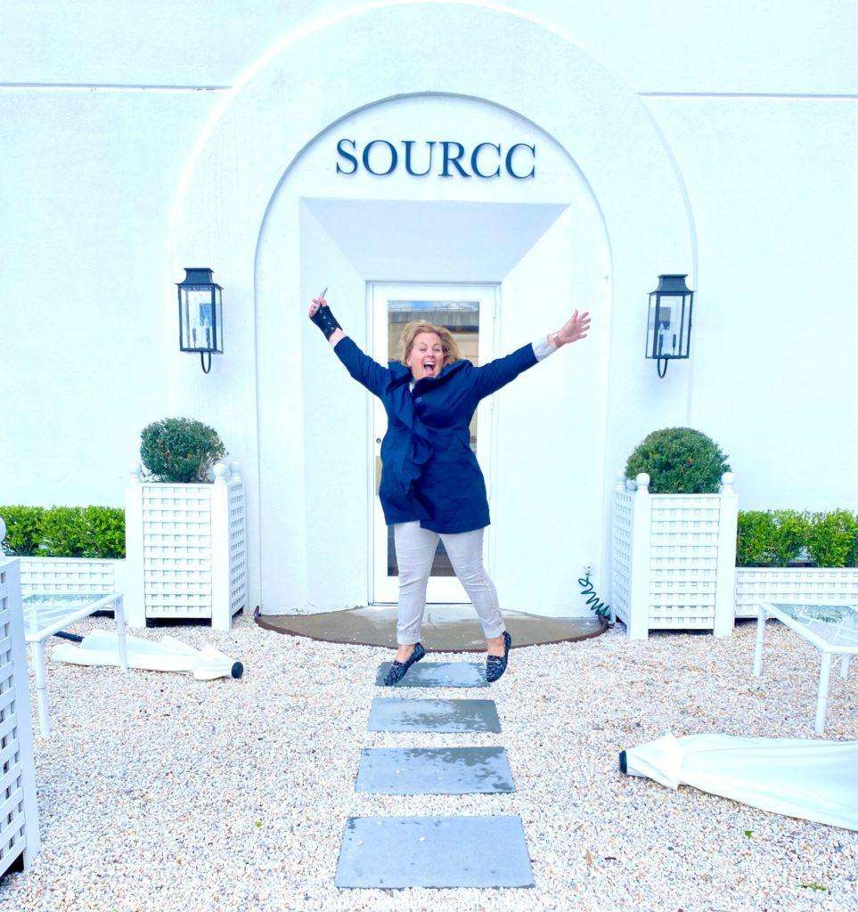 Jessica Duce, jumping for joy in front at SOURCC, one of our favorite vendors. SOURCC is the ultimate trade resource for independent interior designers.
