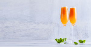 Peach melba Mimosa jduce design happy hour cocktail recipes